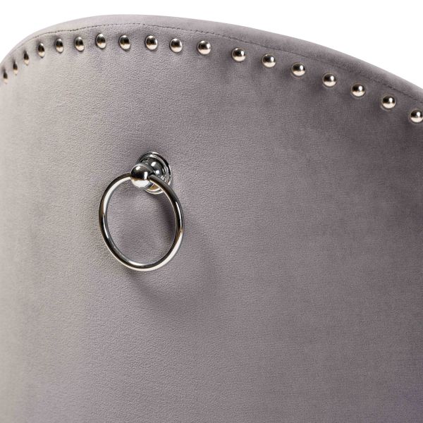 Bethel Glam and Luxe Grey Velvet Fabric Upholstered Rolling Accent Chair
