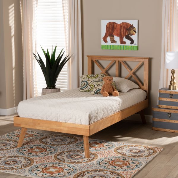 Galvin Modern and Contemporary Brown Finished Wood Twin Size Platform Bed