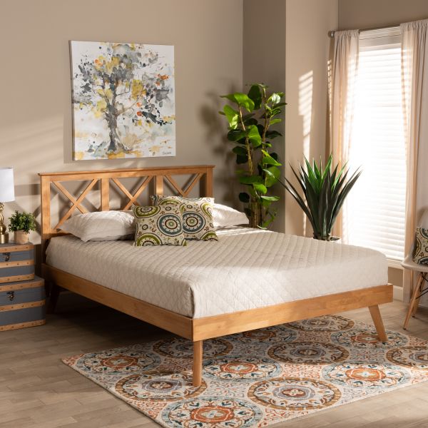 Galvin Modern and Contemporary Brown Finished Wood Full Size Platform Bed