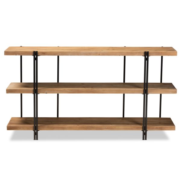 Tarah Modern Rustic and Industrial Natural Brown Finished Wood and Black Finished Metal Console Table