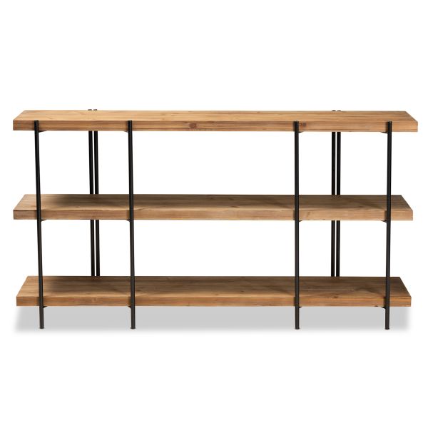 Tarah Modern Rustic and Industrial Natural Brown Finished Wood and Black Finished Metal Console Table