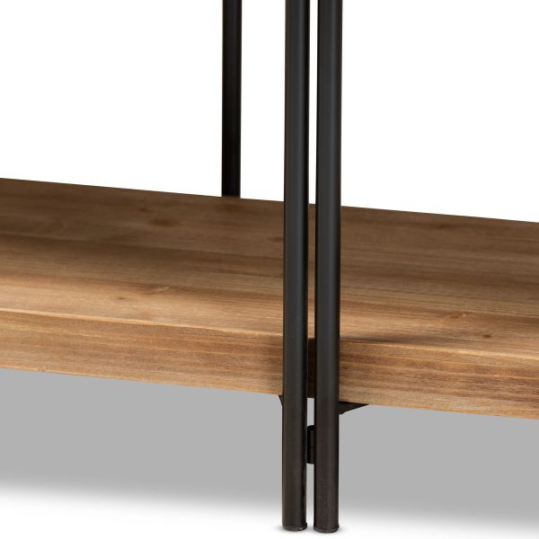 Tarah Modern Rustic and Industrial Natural Brown Finished Wood and Black Finished Metal Console Table
