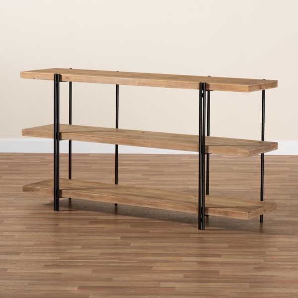 Tarah Modern Rustic and Industrial Natural Brown Finished Wood and Black Finished Metal Console Table