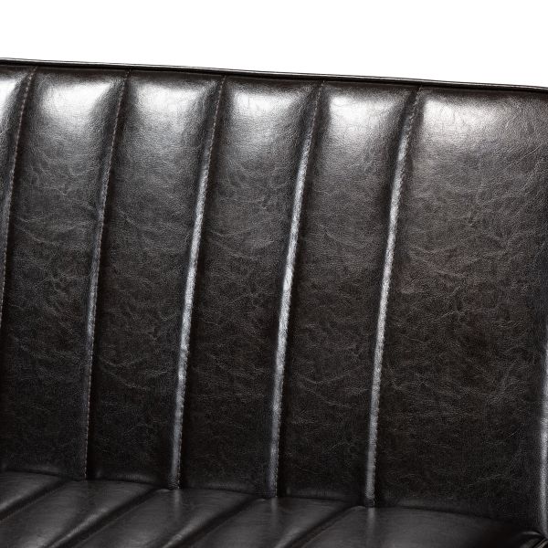 Daymond Mid-Century Modern Dark Brown Faux Leather Upholstered and Walnut Brown Finished Wood 2-Piece Dining Nook Banquette Set