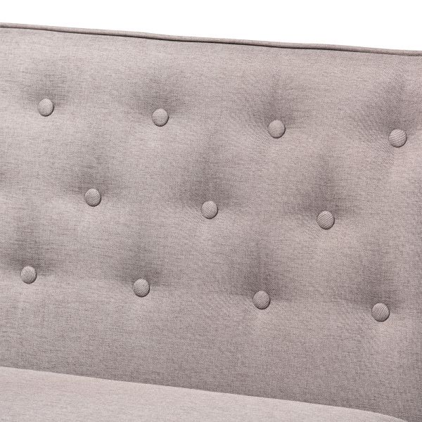 Riordan Mid-Century Modern Grey Fabric Upholstered and Walnut Brown Finished Wood 2-Piece Dining Nook Banquette Set
