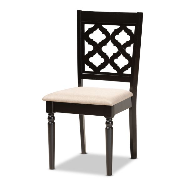 Ramiro Modern and Contemporary Sand Fabric Upholstered and Dark Brown Finished Wood 5-Piece Dining Set