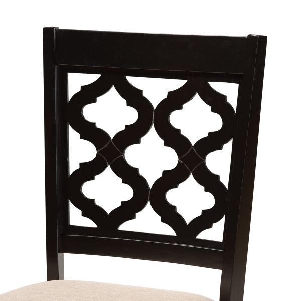 Ramiro Modern and Contemporary Sand Fabric Upholstered and Dark Brown Finished Wood 5-Piece Dining Set