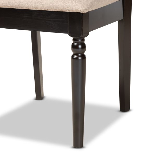 Ramiro Modern and Contemporary Sand Fabric Upholstered and Dark Brown Finished Wood 5-Piece Dining Set