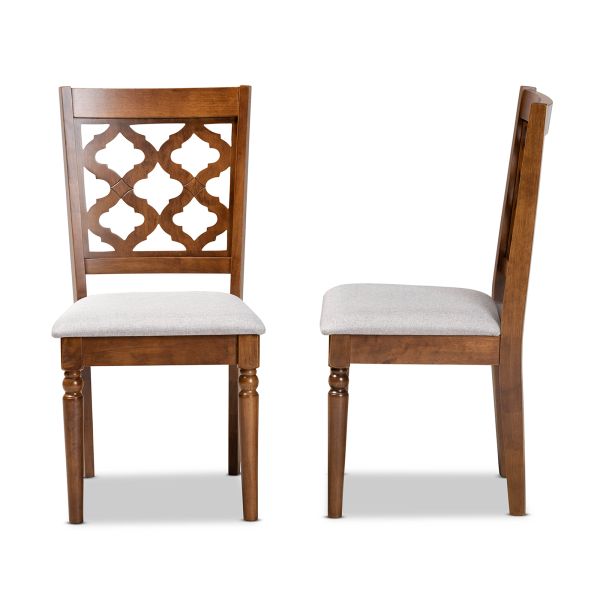 Ramiro Modern and Contemporary Grey Fabric Upholstered and Walnut Brown Finished Wood 2-Piece Dining Chair Set