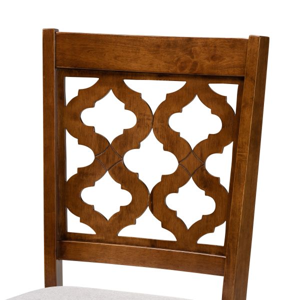 Ramiro Modern and Contemporary Grey Fabric Upholstered and Walnut Brown Finished Wood 2-Piece Dining Chair Set