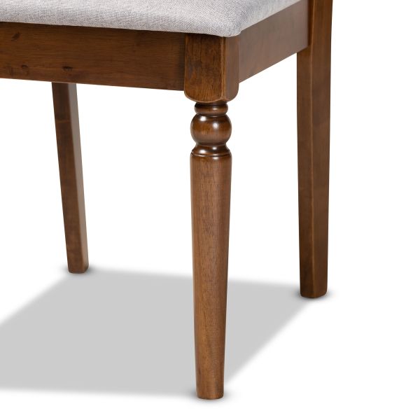 Ramiro Modern and Contemporary Grey Fabric Upholstered and Walnut Brown Finished Wood 2-Piece Dining Chair Set