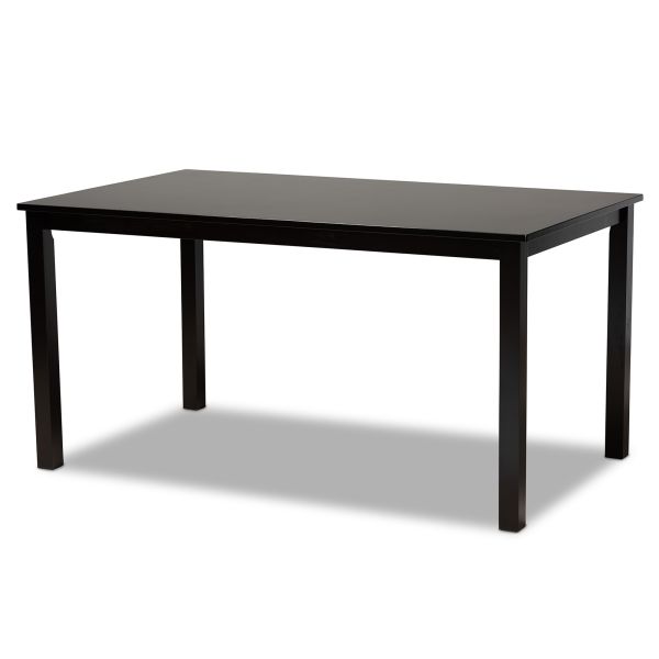 Fenton Modern and Contemporary Sand Fabric Upholstered and Dark Brown Finished Wood 7-Piece Dining Set