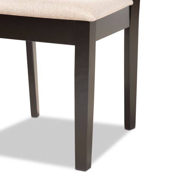 Fenton Modern and Contemporary Sand Fabric Upholstered and Dark Brown Finished Wood 7-Piece Dining Set