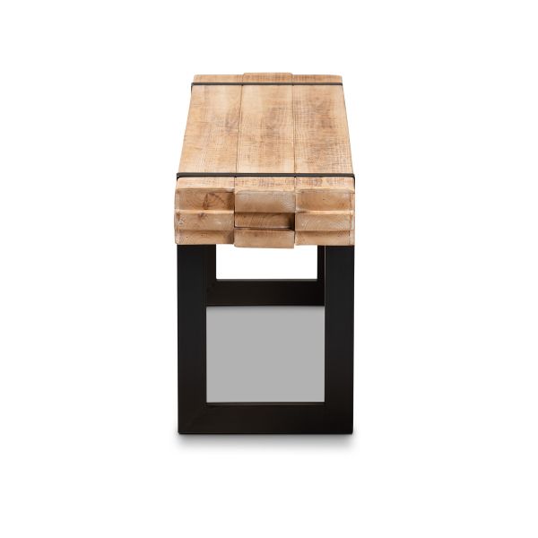 Henson Rustic and Industrial Natural Brown Finished Wood and Black Finished Metal Bench