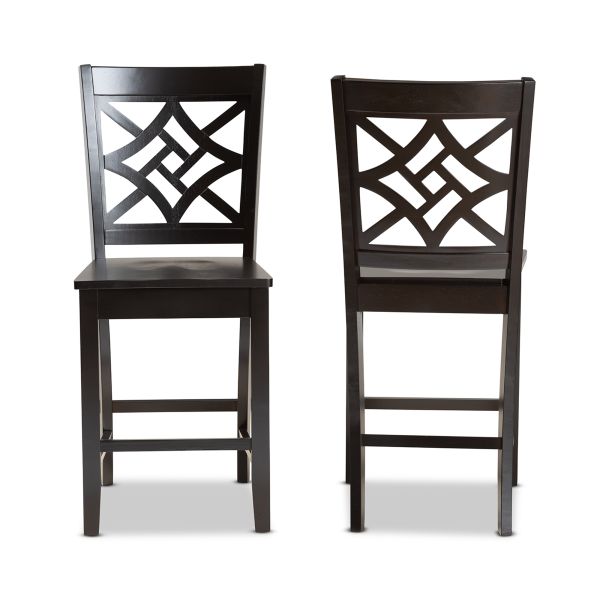 Nicolette Modern and Contemporary Transitional Dark Brown Finished Wood 2-Piece Counter Stool Set