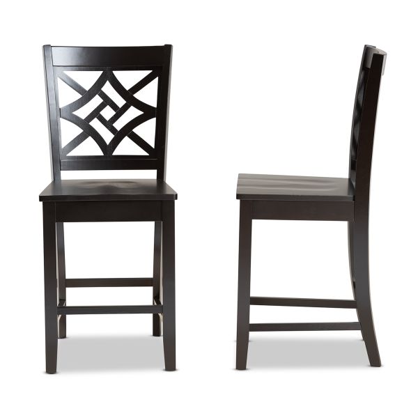 Nicolette Modern and Contemporary Transitional Dark Brown Finished Wood 2-Piece Counter Stool Set