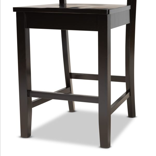 Nicolette Modern and Contemporary Transitional Dark Brown Finished Wood 2-Piece Counter Stool Set