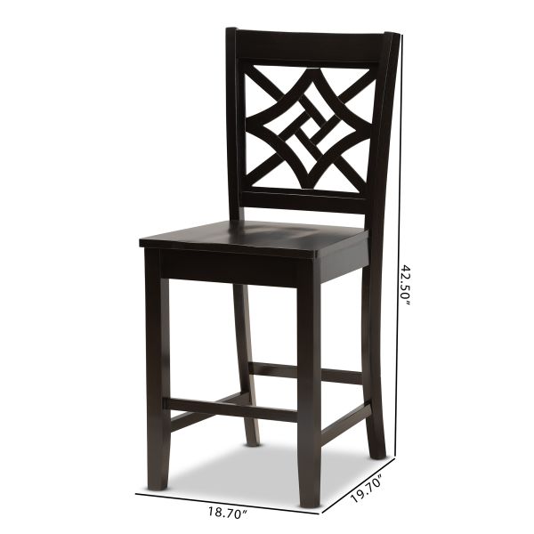 Nicolette Modern and Contemporary Transitional Dark Brown Finished Wood 2-Piece Counter Stool Set