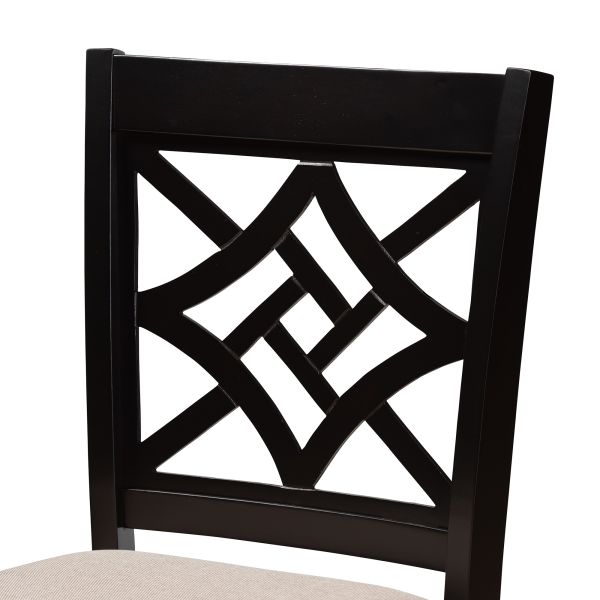 Nicolette Modern and Contemporary Sand Fabric Upholstered and Dark Brown Finished Wood 2-Piece Counter Stool Set