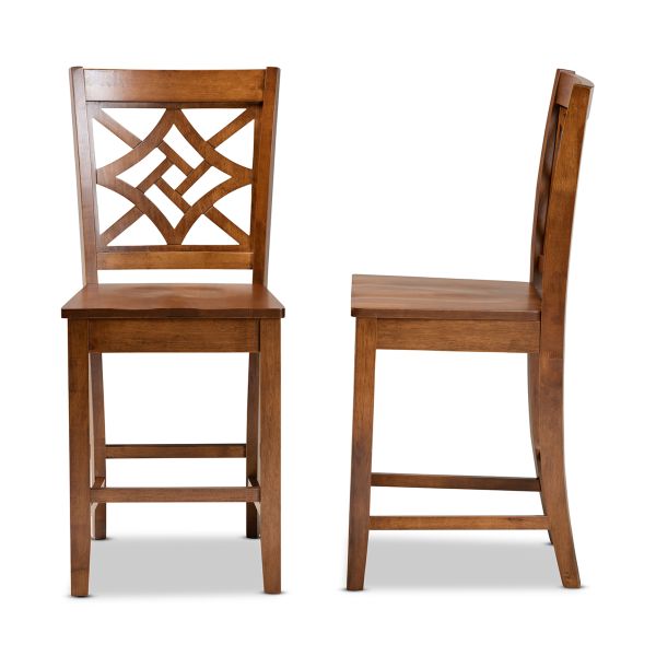 Nicolette Modern and Contemporary Transitional Walnut Brown Finished Wood 2-Piece Counter Stool Set