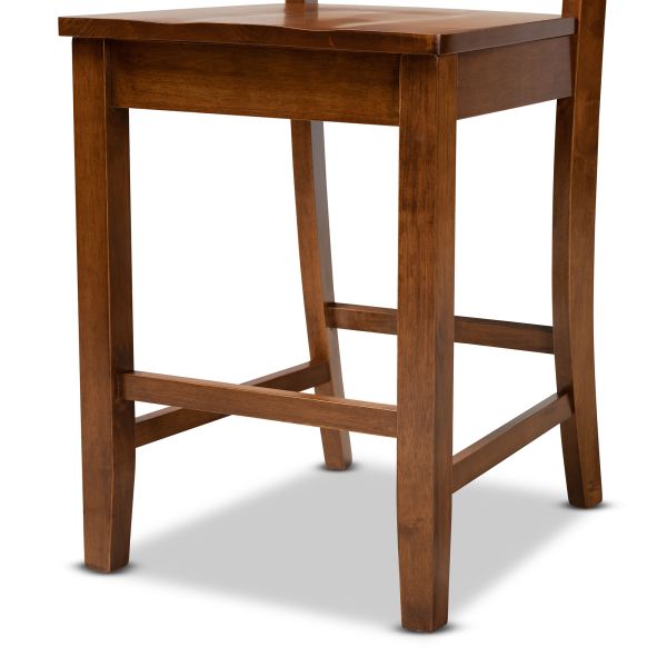 Nicolette Modern and Contemporary Transitional Walnut Brown Finished Wood 2-Piece Counter Stool Set
