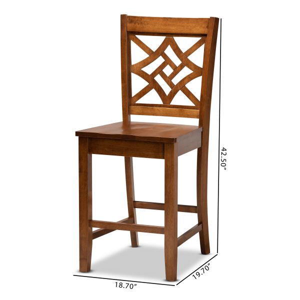 Nicolette Modern and Contemporary Transitional Walnut Brown Finished Wood 2-Piece Counter Stool Set
