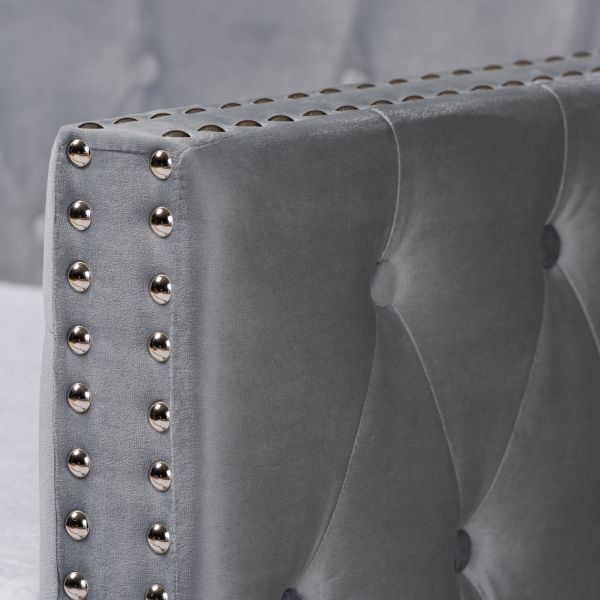 Larkin Modern and Contemporary Grey Velvet Fabric Upholstered Twin Size Daybed with Trundle