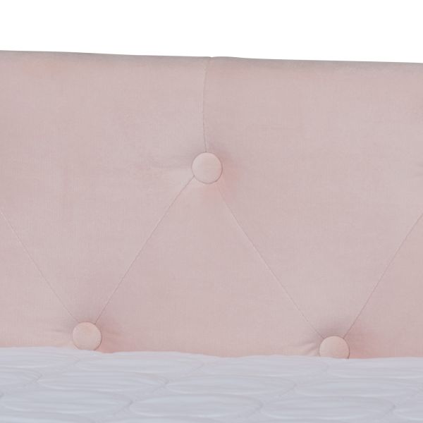 Larkin Modern and Contemporary Pink Velvet Fabric Upholstered Full Size Daybed with Trundle