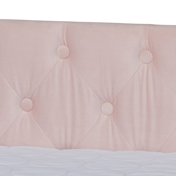 Raphael Modern and Contemporary Pink Velvet Fabric Upholstered Full Size Daybed with Trundle
