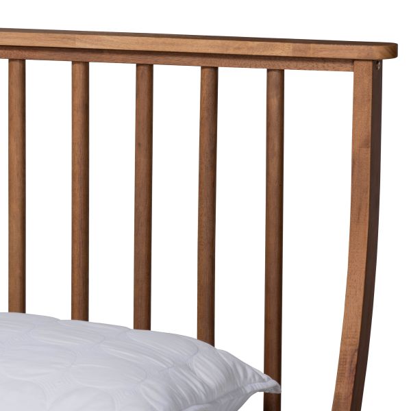 Abel Classic and Traditional Transitional Walnut Brown Finished Wood King Size Platform Bed