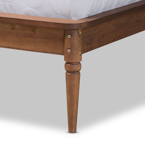 Abel Classic and Traditional Transitional Walnut Brown Finished Wood King Size Platform Bed