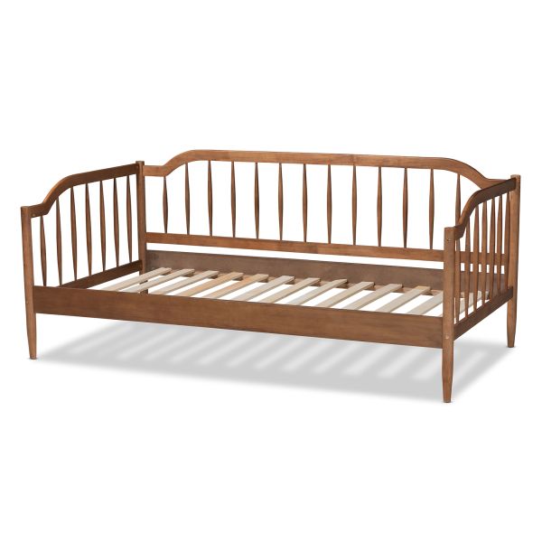 Parson Classic Mid-Century Modern Walnut Brown Finished Wood Twin Size Daybed