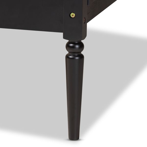 Hancock Mid-Century Modern Charcoal Finished Wood and Synthetic Rattan Twin Size Daybed