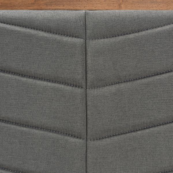 Iden Modern and Contemporary Dark Grey Fabric Upholstered and Walnut Brown Finished Wood Queen Size Headboard