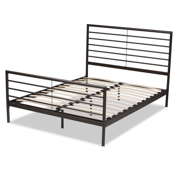 Alva Modern and Contemporary Industrial Black Finished Metal Full Size Platform Bed