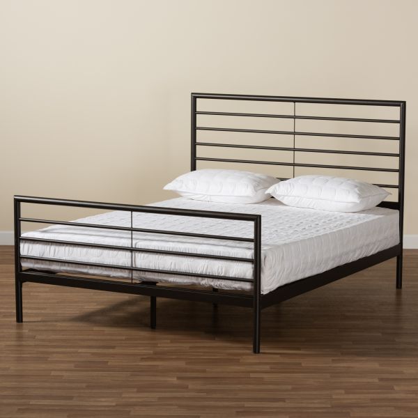 Alva Modern and Contemporary Industrial Black Finished Metal Full Size Platform Bed