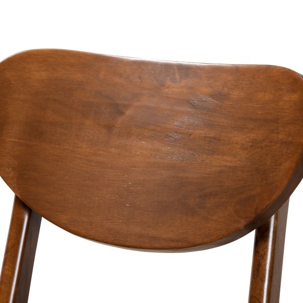 Katya Mid-Century Modern Walnut Brown Finished Wood 2-Piece Bar Stool Set