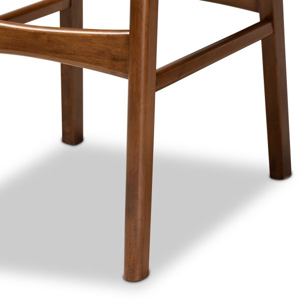 Katya Mid-Century Modern Walnut Brown Finished Wood 2-Piece Bar Stool Set