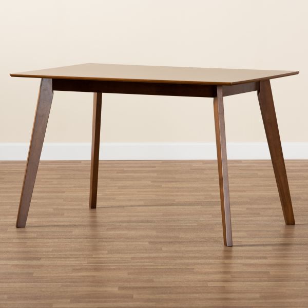 Maila Mid-Century Modern Transitional Walnut Brown Finished Wood Dining Table 