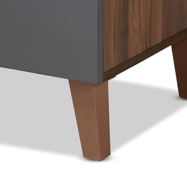 Jaeger Modern and Contemporary Two-Tone Walnut Brown and Dark Grey Finished Wood Storage Desk with Shelves