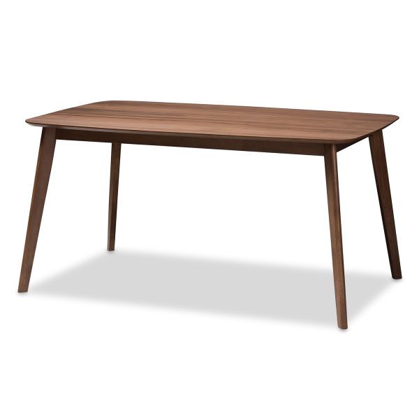 Alston Mid-Century Modern Beige Fabric Upholstered and Walnut Brown Finished Wood 5-Piece Dining Set