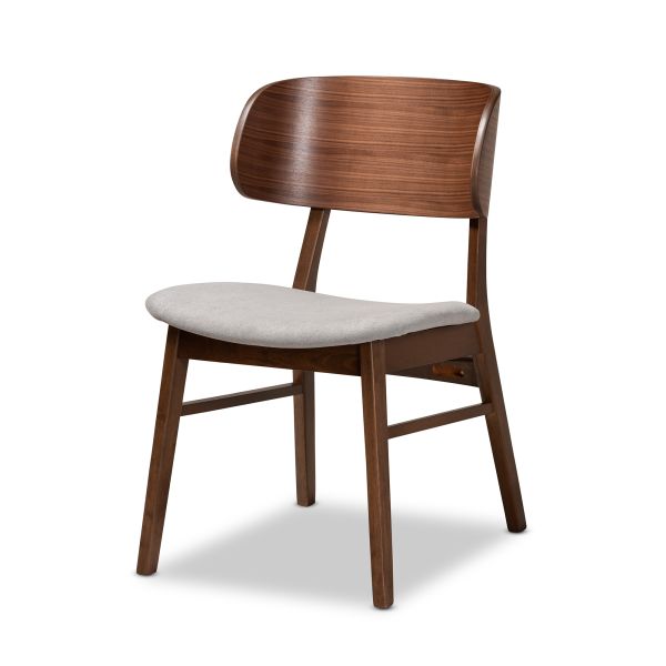 Alston Mid-Century Modern Grey Fabric Upholstered and Walnut Brown Finished Wood 5-Piece Dining Set