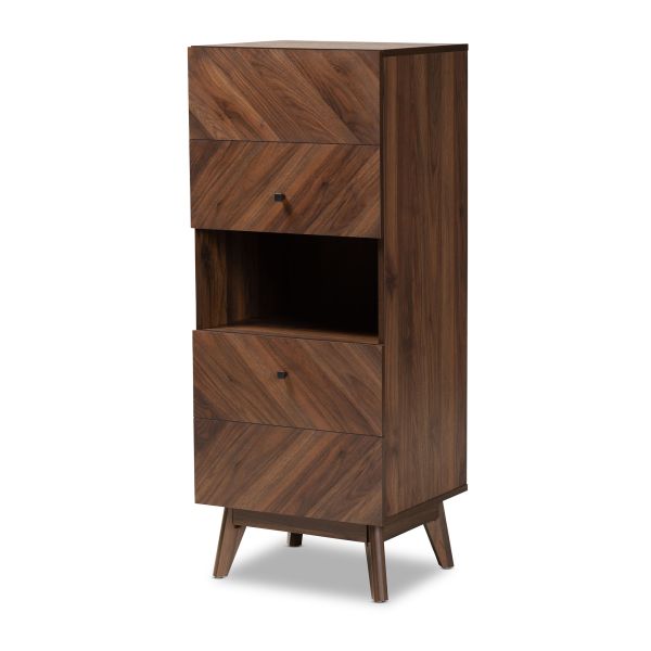 Hartman Mid-Century Modern Walnut Brown Finished Wood Storage Cabinet