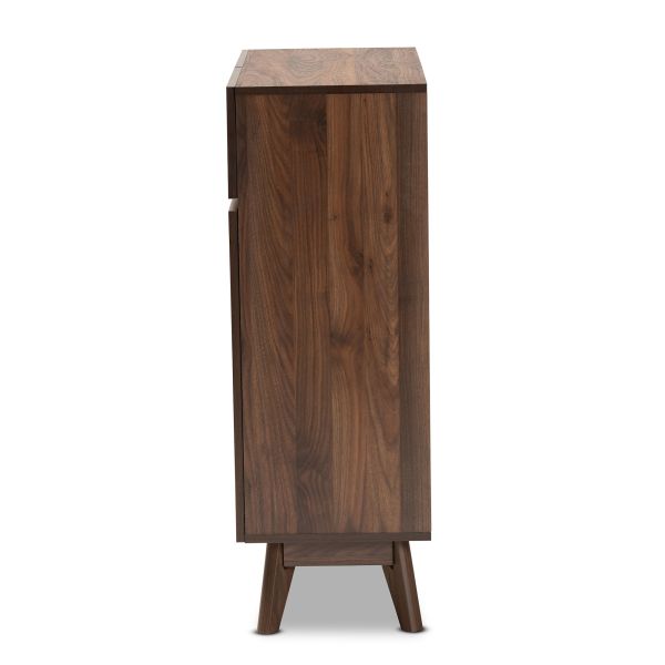 Hartman Mid-Century Modern Walnut Brown Finished Wood Shoe Cabinet