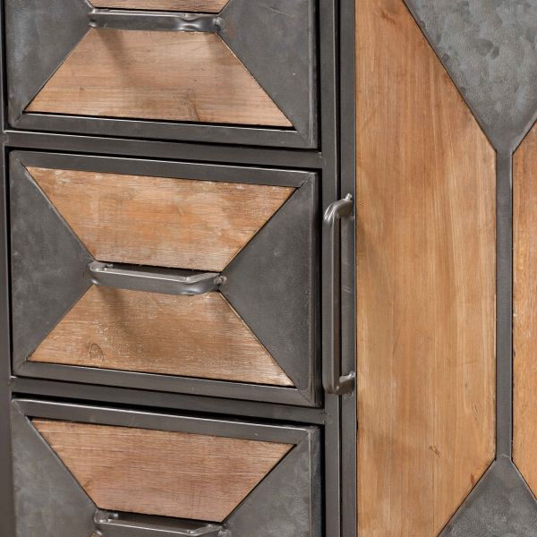 Laurel Rustic Industrial Antique Grey Finished Metal and Whitewashed Oak Brown Finished Wood 3-Drawer Accent Storage Cabinet