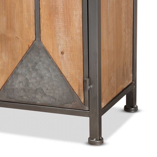 Laurel Rustic Industrial Antique Grey Finished Metal and Whitewashed Oak Brown Finished Wood 3-Drawer Accent Storage Cabinet