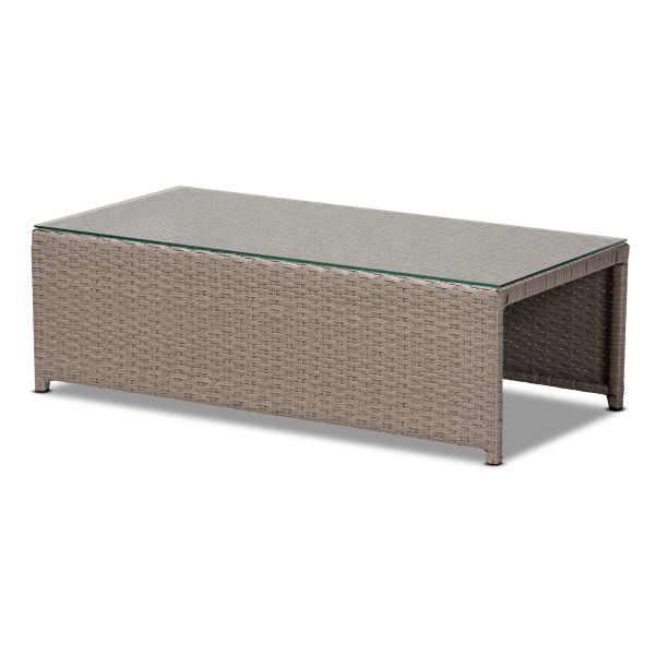 Haina Modern and Contemporary Grey Fabric Upholstered and Grey Finished Synthetic Rattan 6-Piece Patio Set
