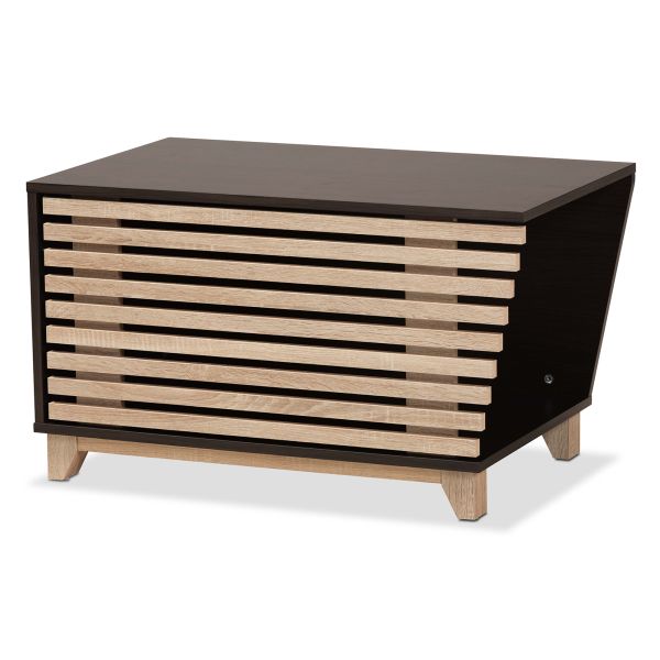 Eckhart Modern and Contemporary Two-Tone Dark Brown and Oak Finished Wood Cat Litter Box Cover House