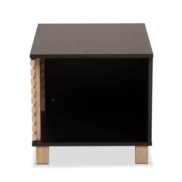 Eckhart Modern and Contemporary Two-Tone Dark Brown and Oak Finished Wood Cat Litter Box Cover House