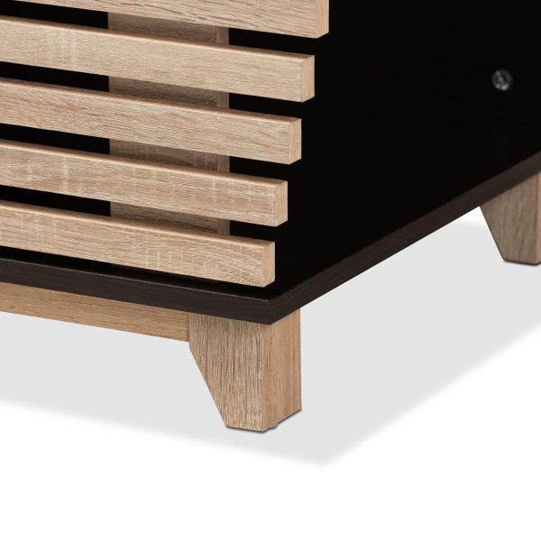 Eckhart Modern and Contemporary Two-Tone Dark Brown and Oak Finished Wood Cat Litter Box Cover House